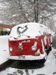 VW van with lovely snow