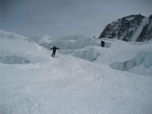 Skiing Glacier d'Argentiere's Seracs